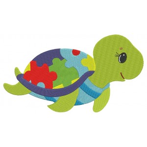 Autism Awareness Little Turtle Filled Machine Embroidery Design Digitized Pattern